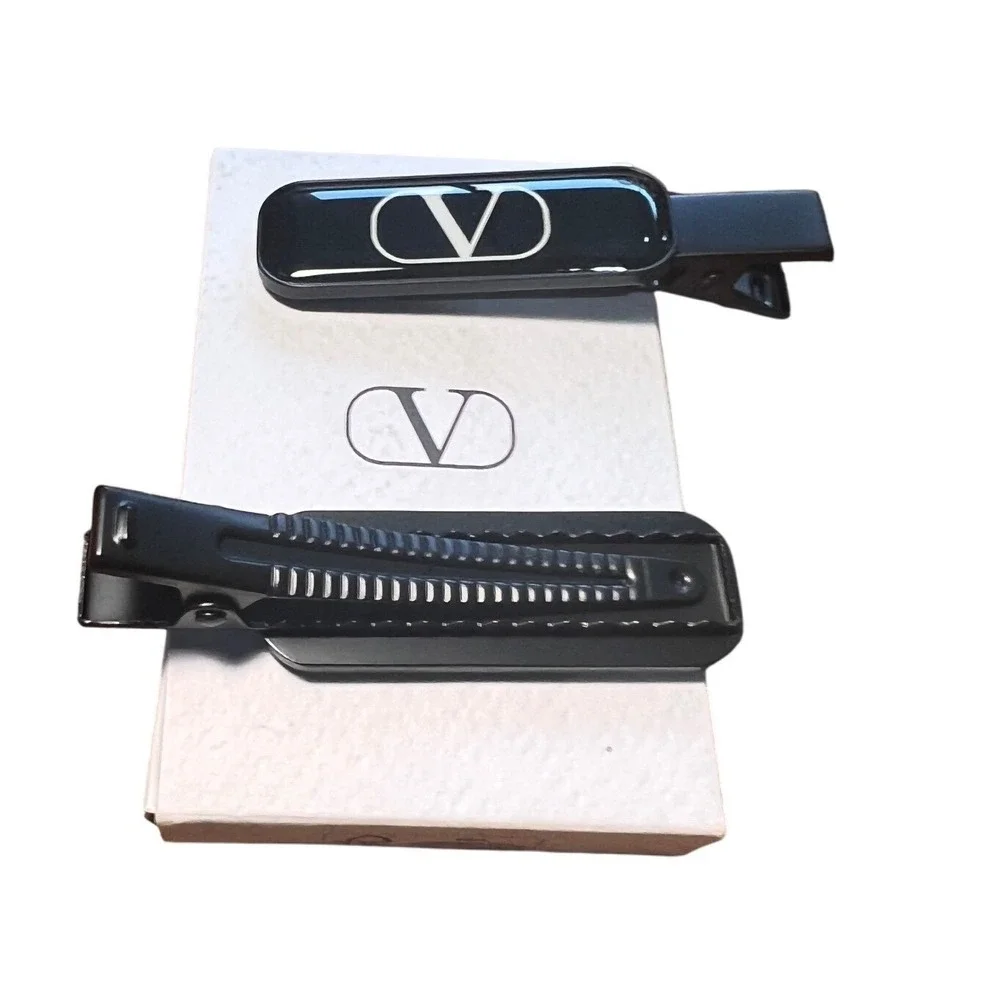 Valentino Black Hair Clips Set of Two New in‎ Box